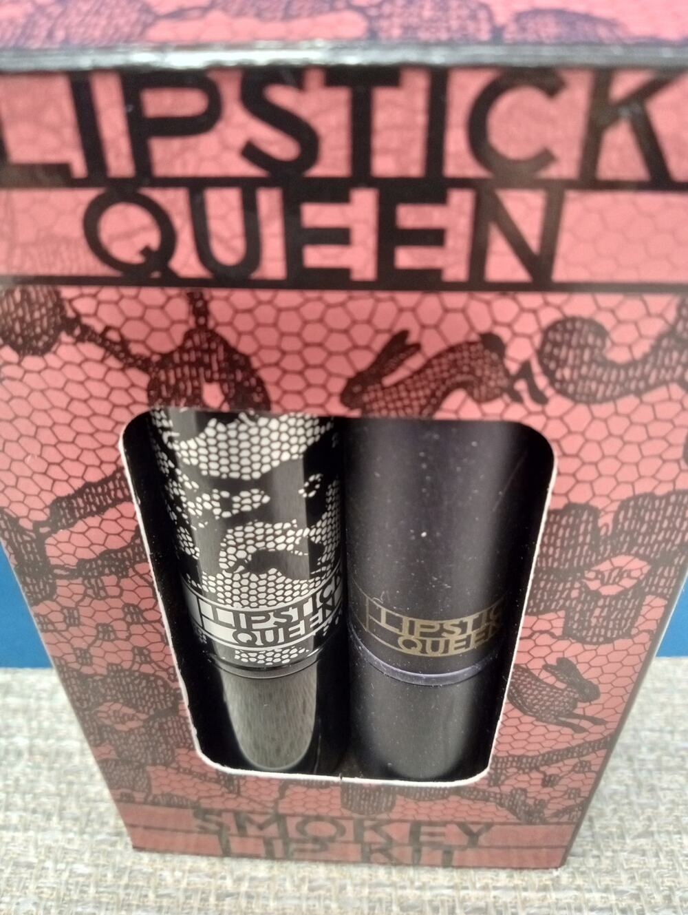 LIPSTICK QUEEN Smokey Lip Kit Black Lace Rabbit & Bright Natural Sinner 0405